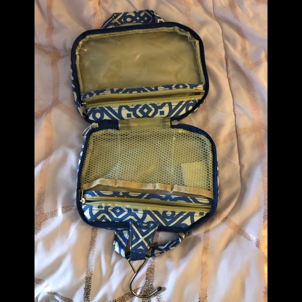 Cosmetics bag, Blue/Gold Travel, with sturdy handles